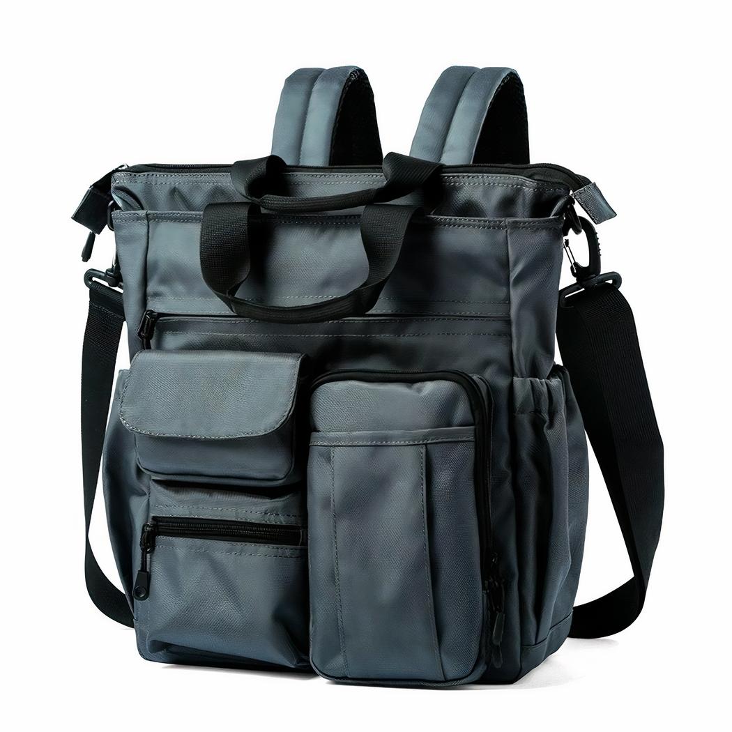 Mochila multibolsillos gris vintage - Imagen 7