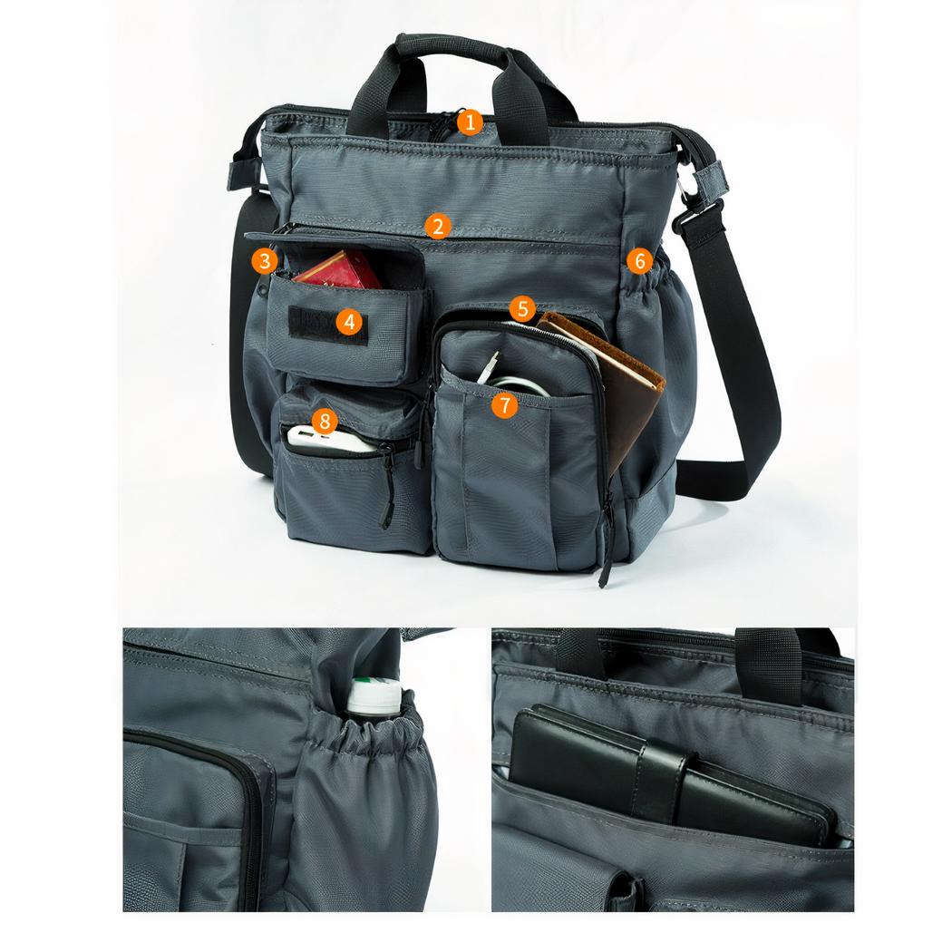 Mochila multibolsillos gris vintage - Imagen 2