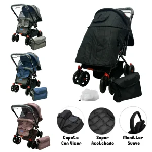 Coche de bebé Baby On Deluxe Con Capota Extra Grande Reversible