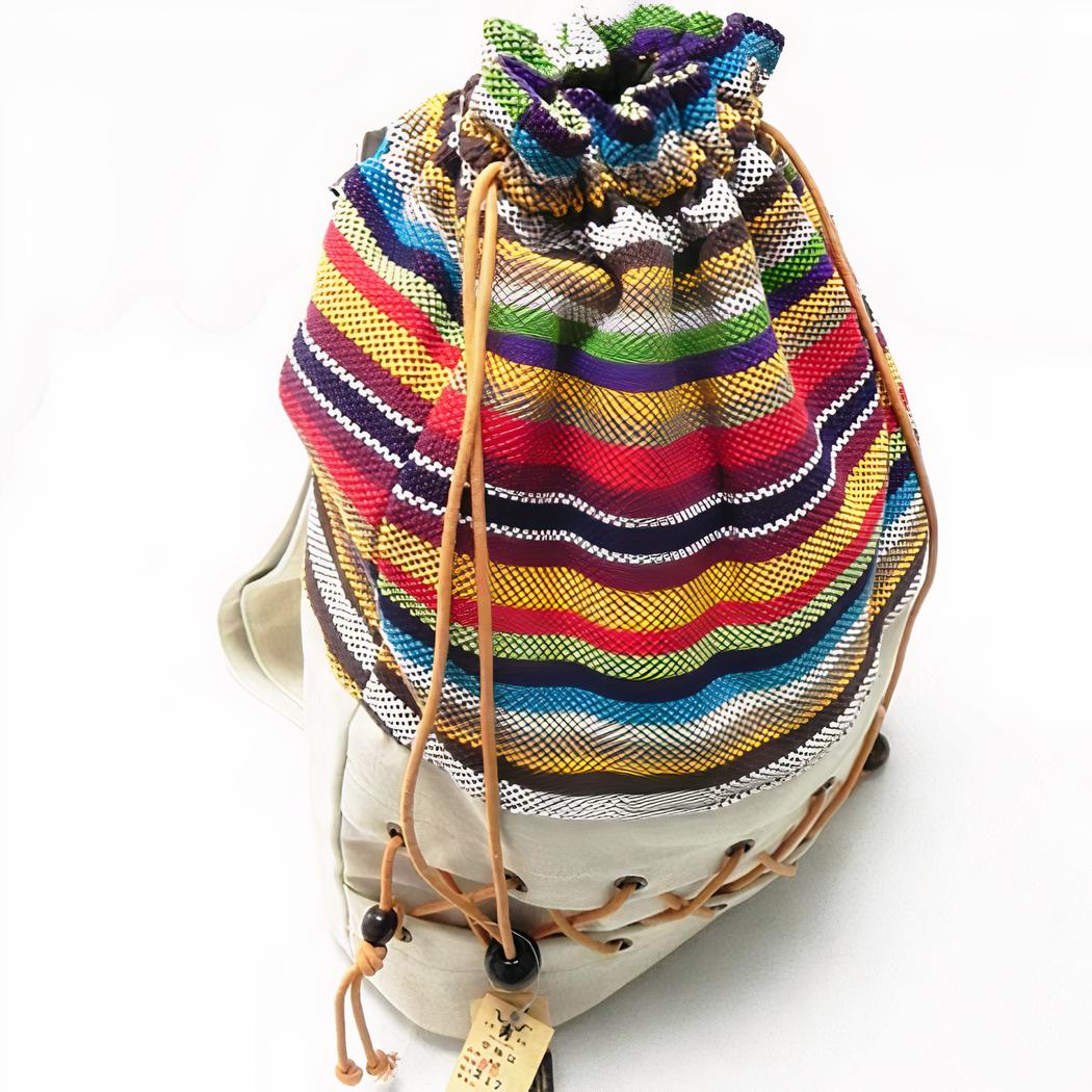 Original mochila étnica con cordón - Imagen 4