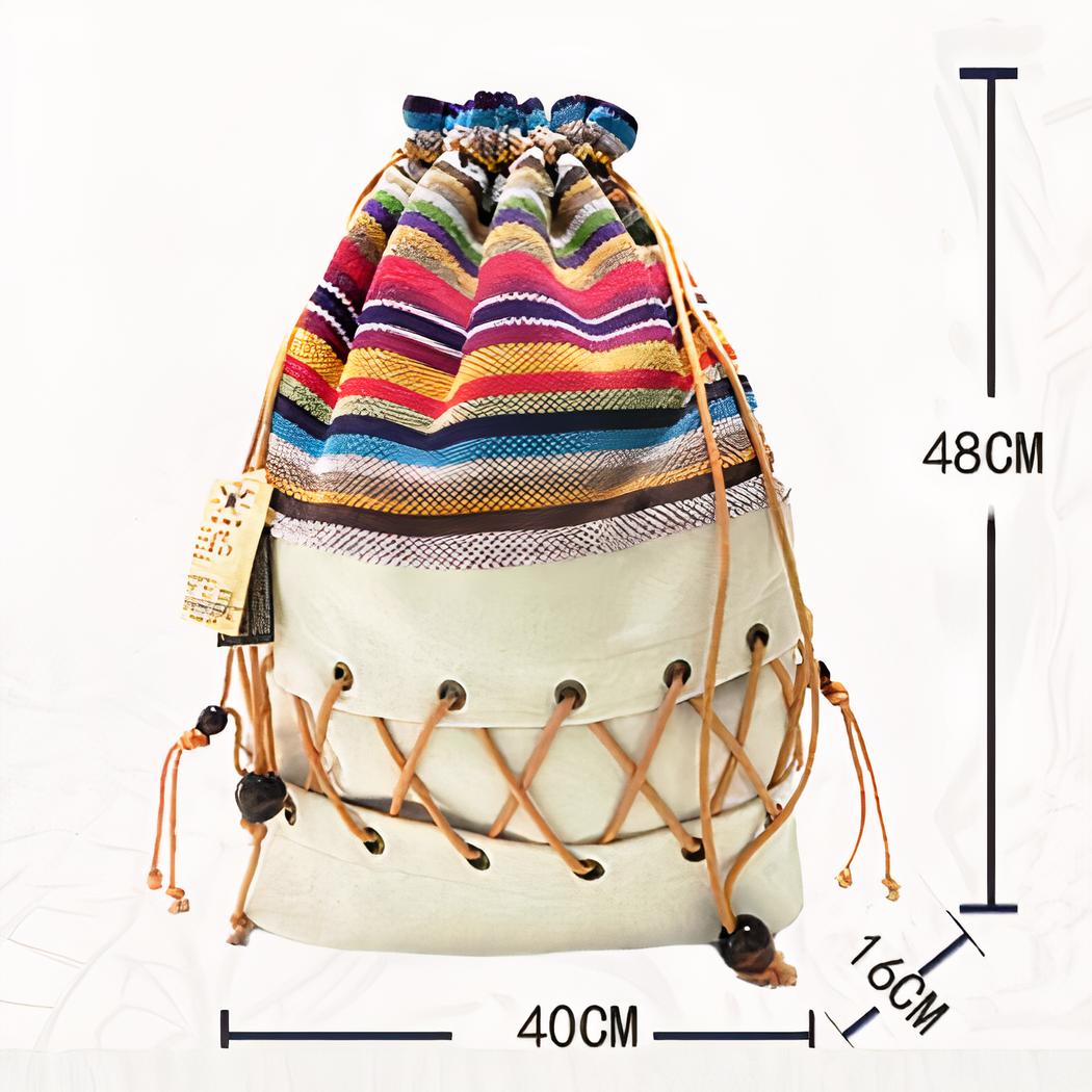 Original mochila étnica con cordón - Imagen 5