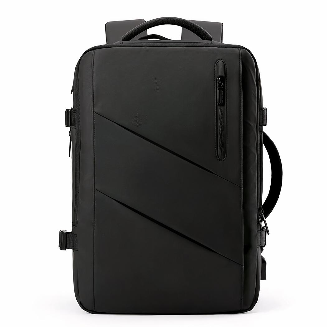 Mochila negra única con doble compartimento - Imagen 2