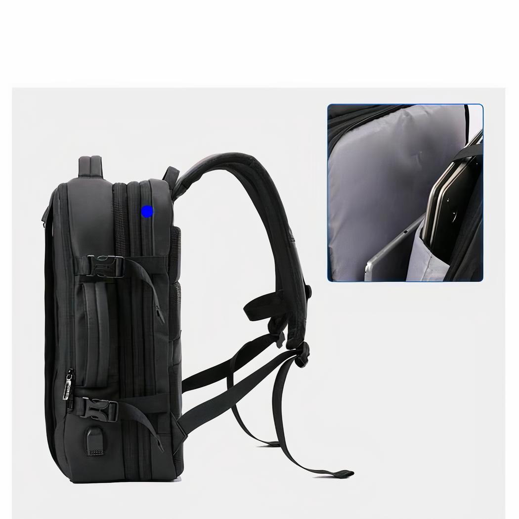 Mochila negra única con doble compartimento - Imagen 7