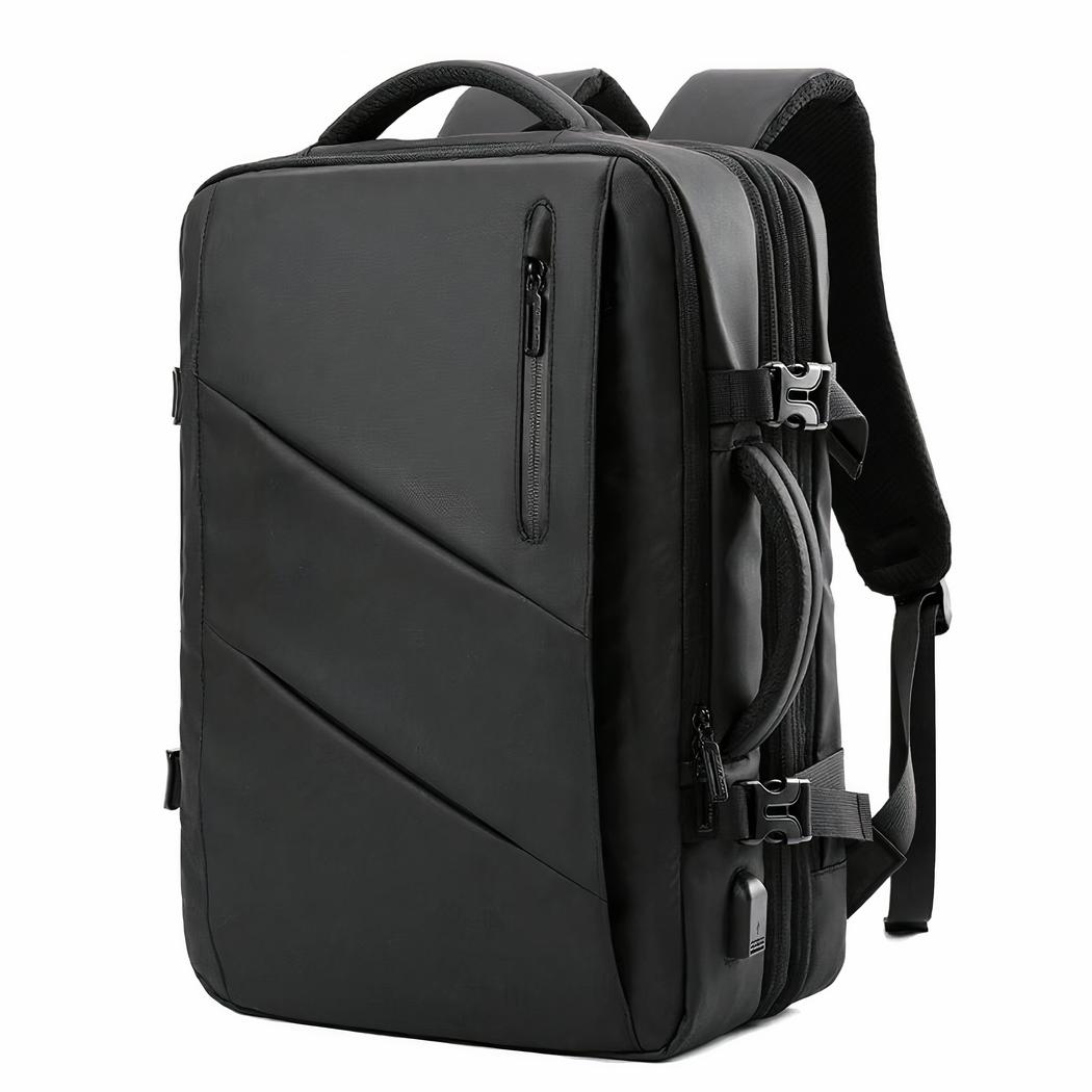 Mochila negra única con doble compartimento - Imagen 6