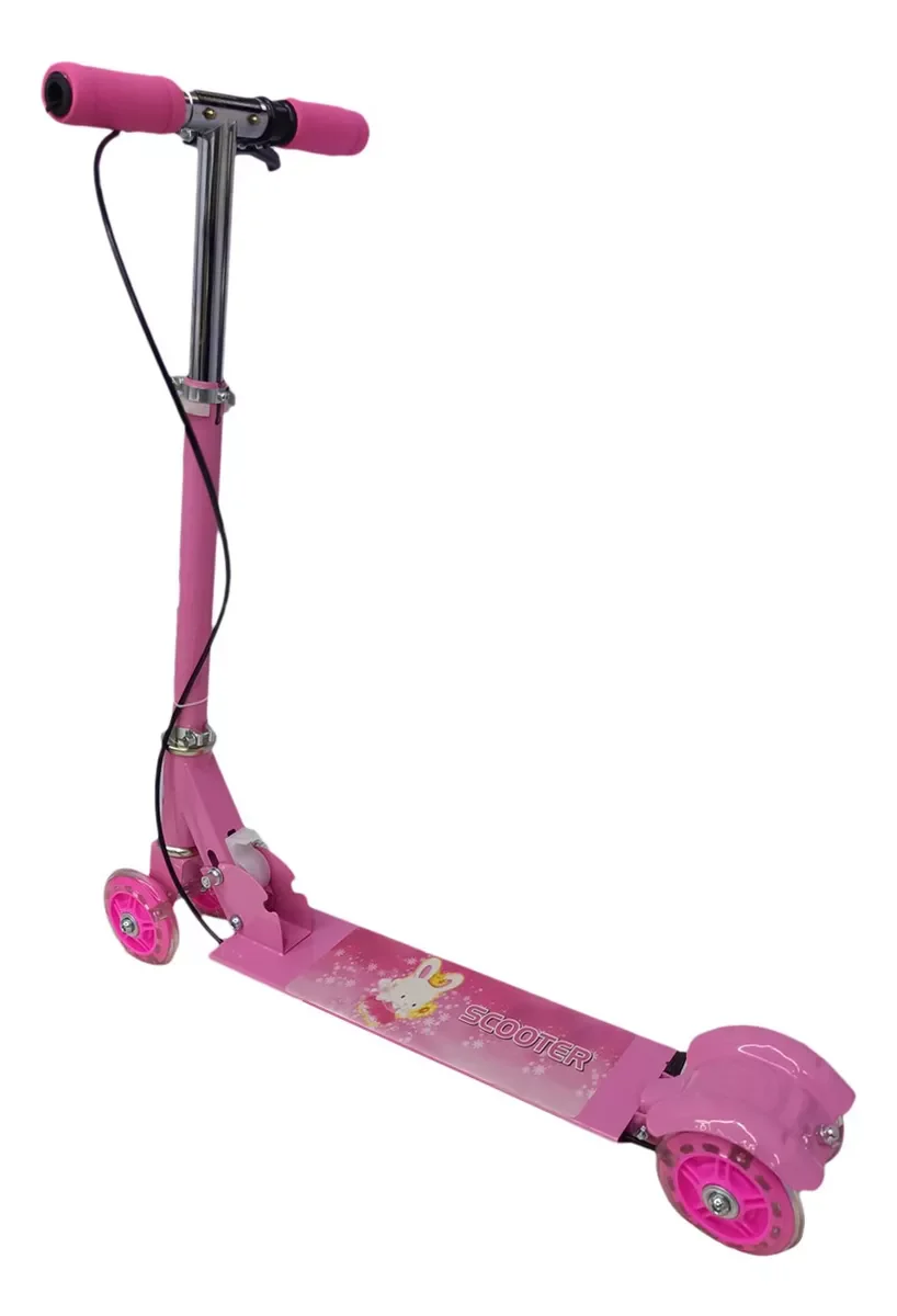 Patineta Scooter En Aluminio Con Freno 4 Ruedas Luces Led - Imagen 5