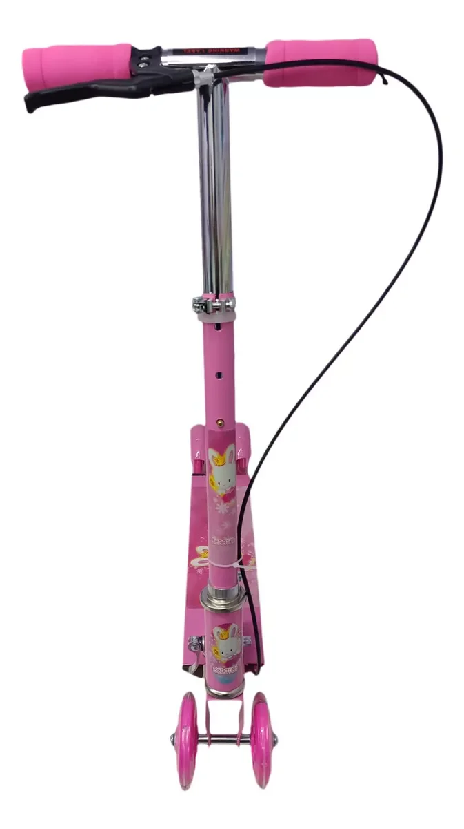 Patineta Scooter En Aluminio Con Freno 4 Ruedas Luces Led - Imagen 6