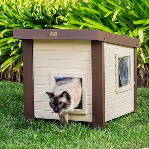 Casa Para Gatos Noa - Caseta De Interior/exterior - Fabricado En Ecoflex - Refugio Para Felinos Con Gatera