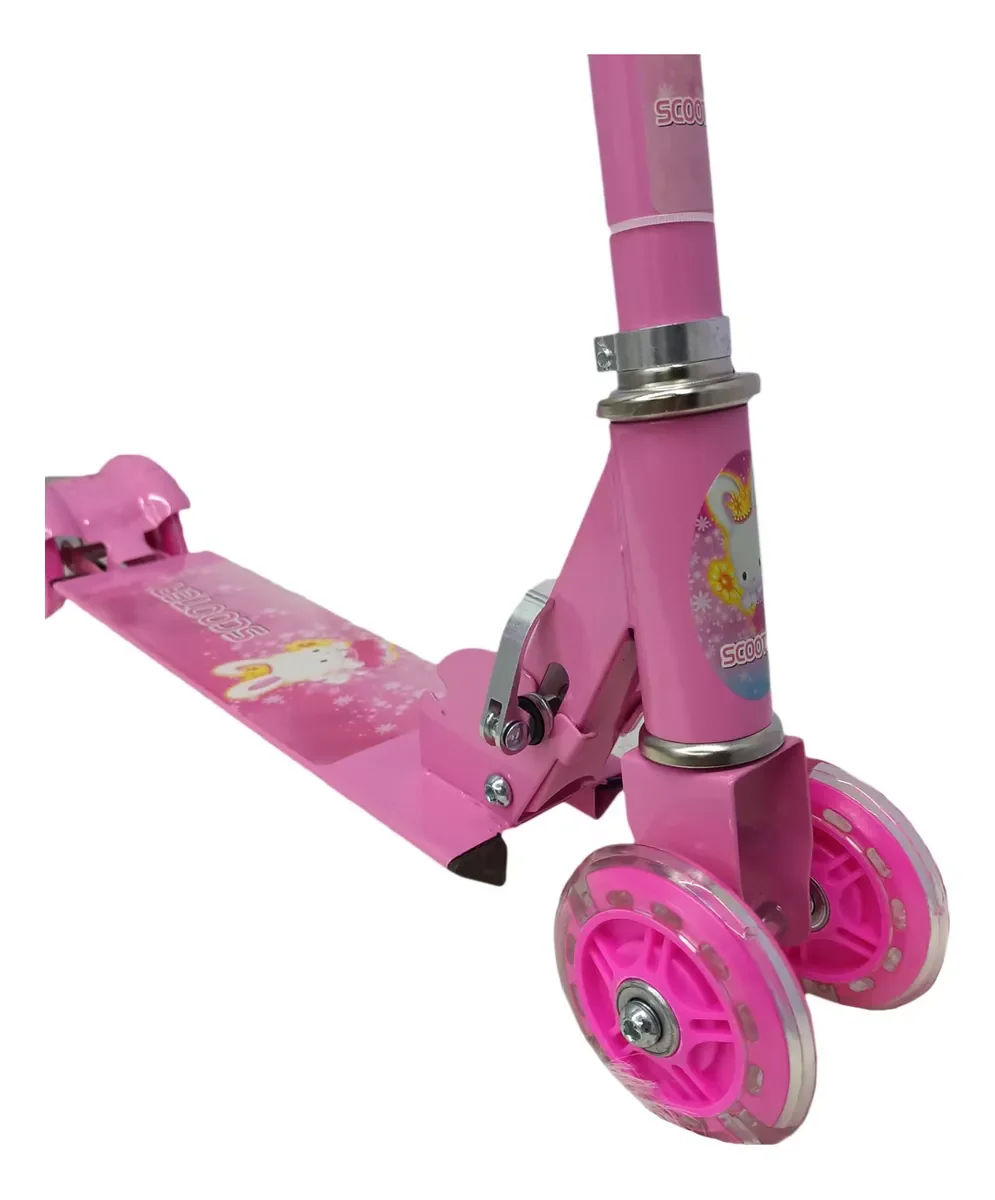 Patineta Scooter En Aluminio Con Freno 4 Ruedas Luces Led - Imagen 3