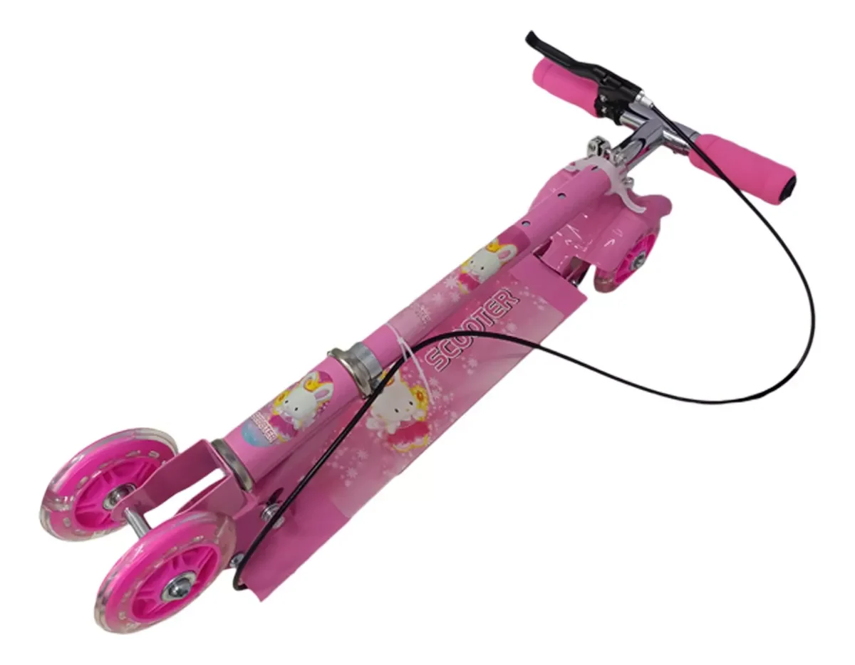 Patineta Scooter En Aluminio Con Freno 4 Ruedas Luces Led - Imagen 4
