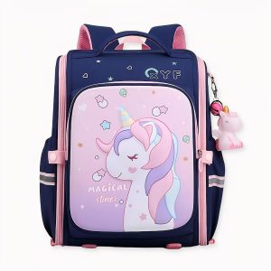Mochila escolar impermeable de unicornio rosa para niñas