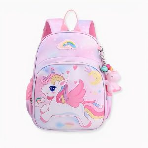 Mochila escolar unicornio rosa volador para niñas