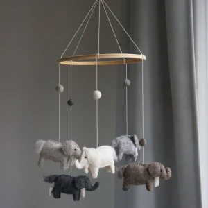 Móvil para cuna en fieltro Elefantes -Gamcha