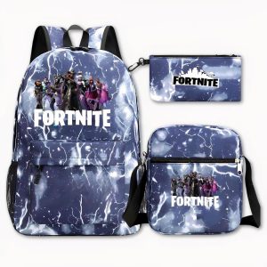 Juego de 3 piezas de mochila azul con rayos de Fortnite