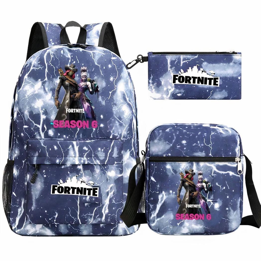 Juego de 3 piezas de mochila azul con rayos de Fortnite - Imagen 3