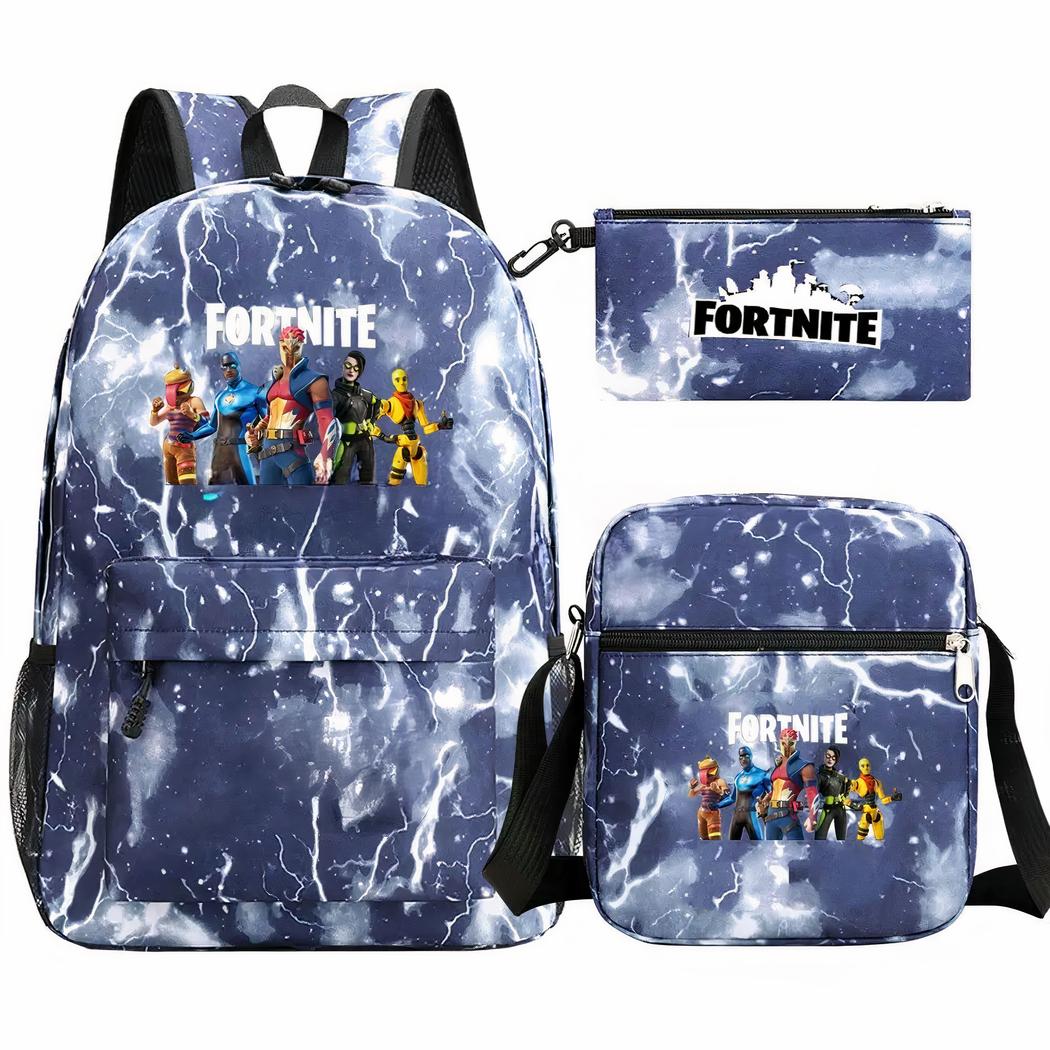 Juego de 3 piezas de mochila azul con rayos de Fortnite - Imagen 4