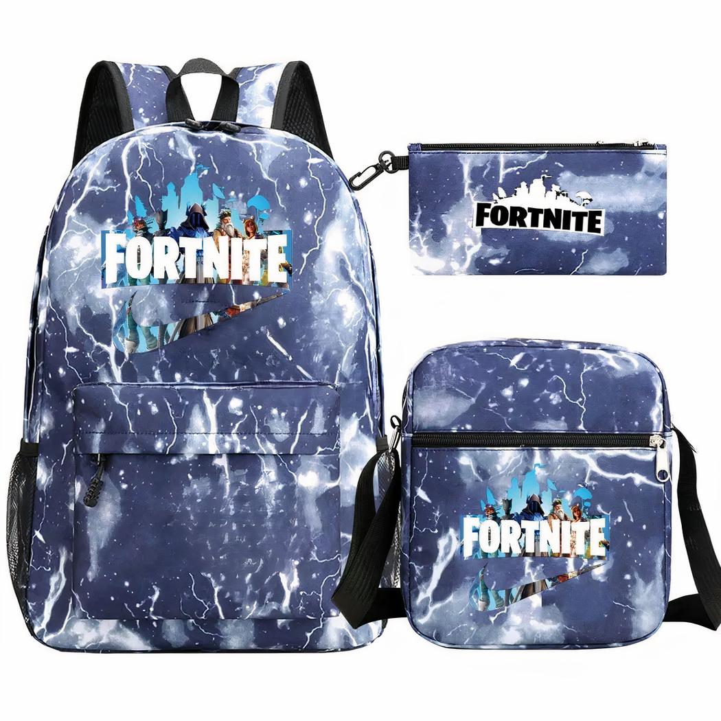 Juego de 3 piezas de mochila azul con rayos de Fortnite - Imagen 5