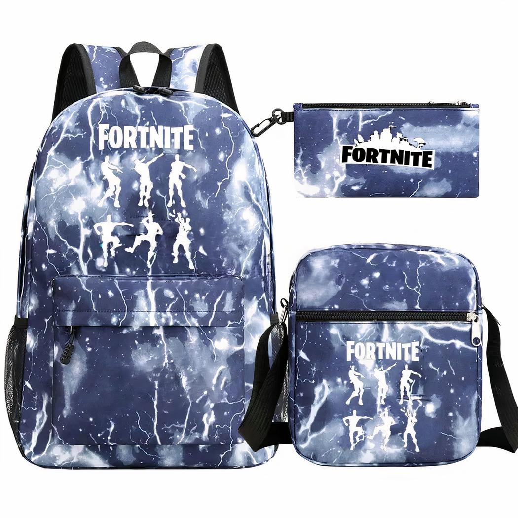 Juego de 3 piezas de mochila azul con rayos de Fortnite - Imagen 6
