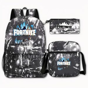 Juego de 3 piezas de mochila gris y negra de Fortnite