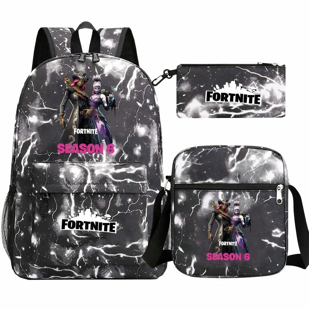 Juego de 3 piezas de mochila gris y negra de Fortnite - Imagen 7