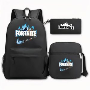 Juego de 3 piezas de mochila negra Fortnite