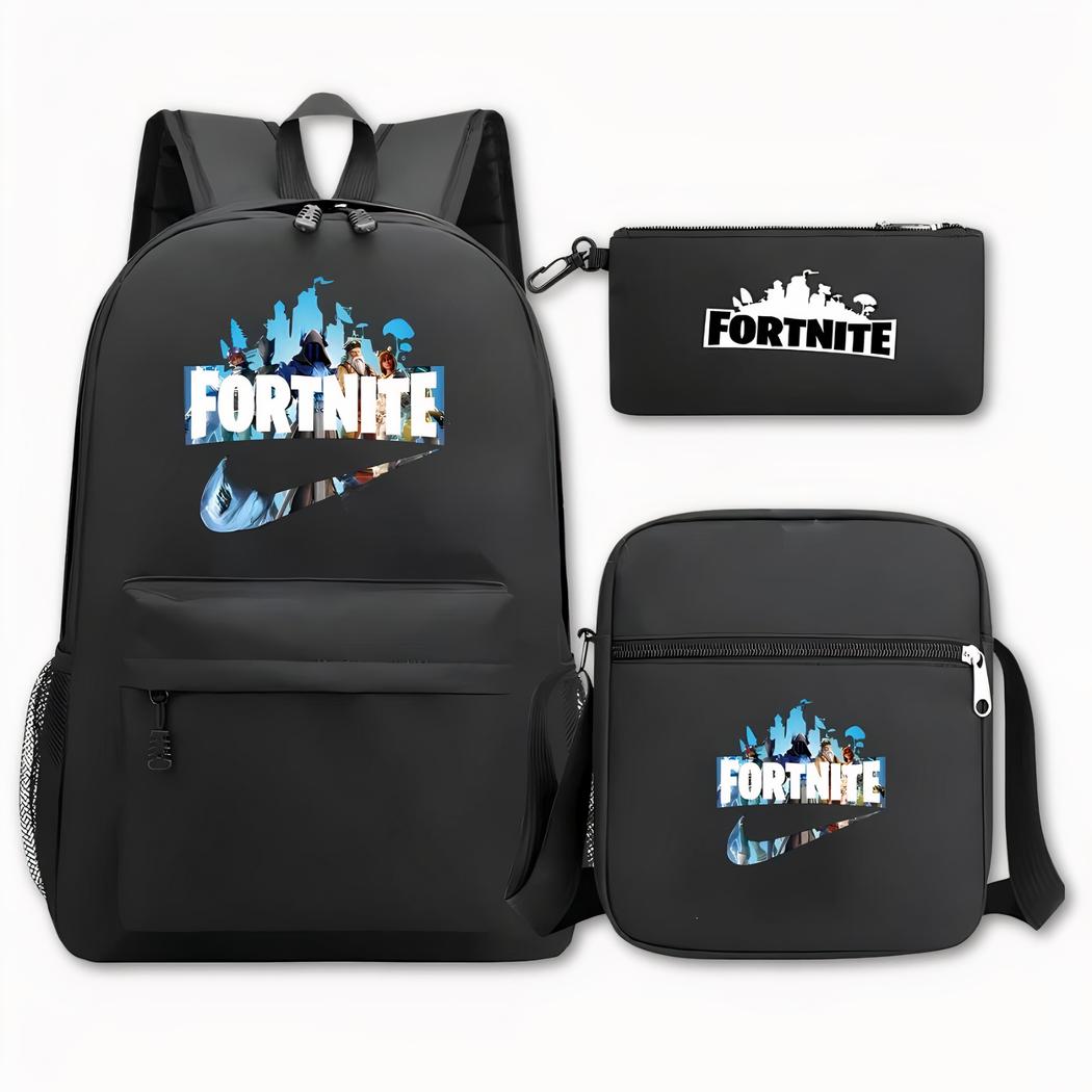 Juego de 3 piezas de mochila negra Fortnite