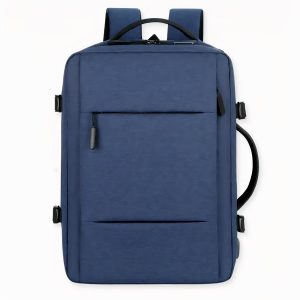 Mochila de viaje ergonómica, azul liso