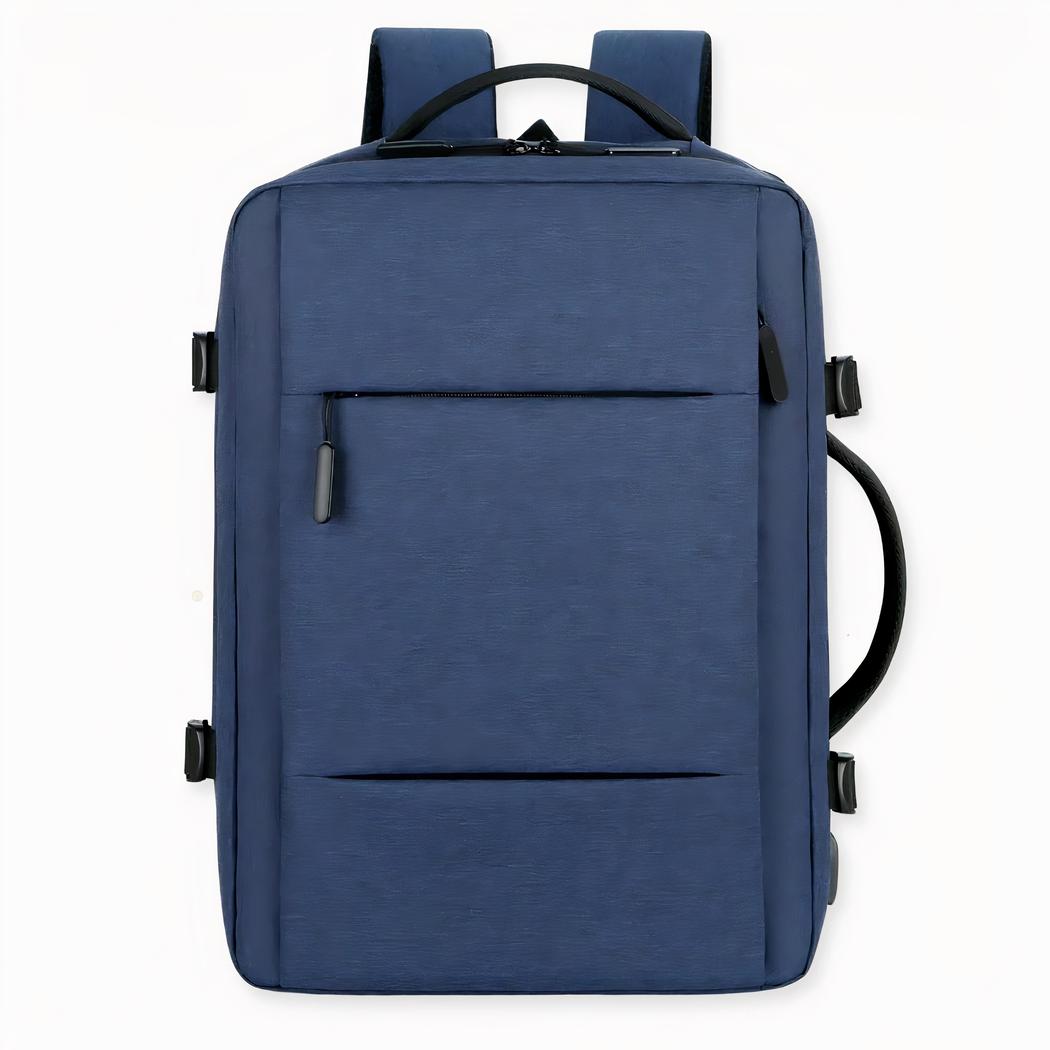 Mochila de viaje ergonómica, azul liso