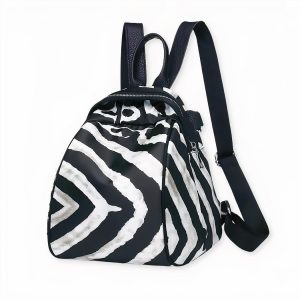 Mochila pequeña de mujer en tejido con estampado de cebra