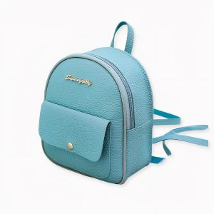 Mini mochila de piel de poliéster de color liso