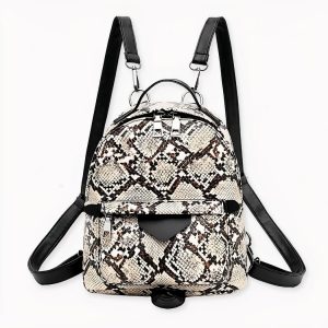 Mochila pequeña con estampado de serpiente para mujer