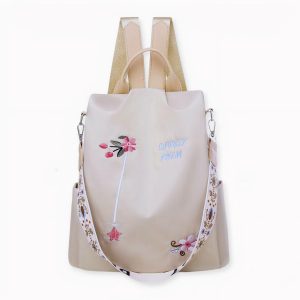 Mochila bordada de flores para mujer