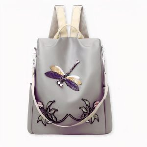 Mochila bordada de flores y mariposas para mujer