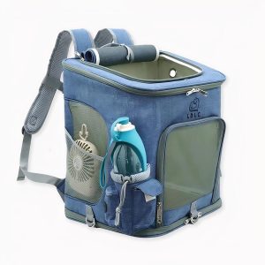 Mochila de tela para gatos con almacenaje