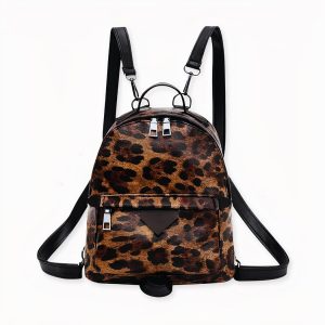 Mochila de piel sintética con estampado de leopardo