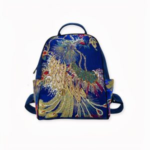 Mochila de seda bordada para mujer