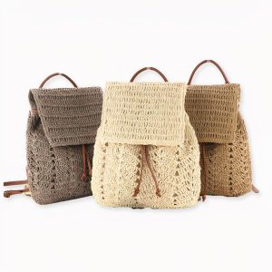 Mochila de verano de paja tejida para mujer