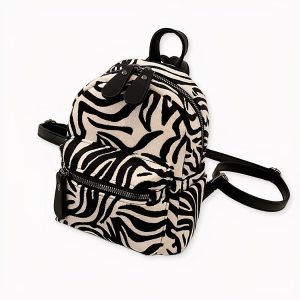 Mochila de pana con estampado de cebra para mujer