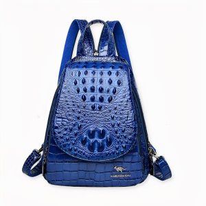 Mochila de lujo con estampado de cocodrilo para mujer
