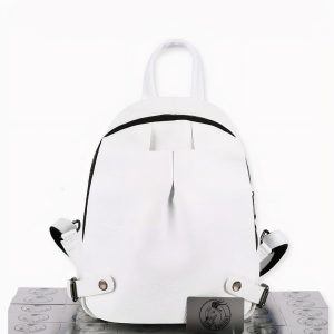 Lujosa mochila de cuero blanco