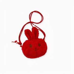 Pequeño bolso bandolera con forma de cabeza de conejo de peluche