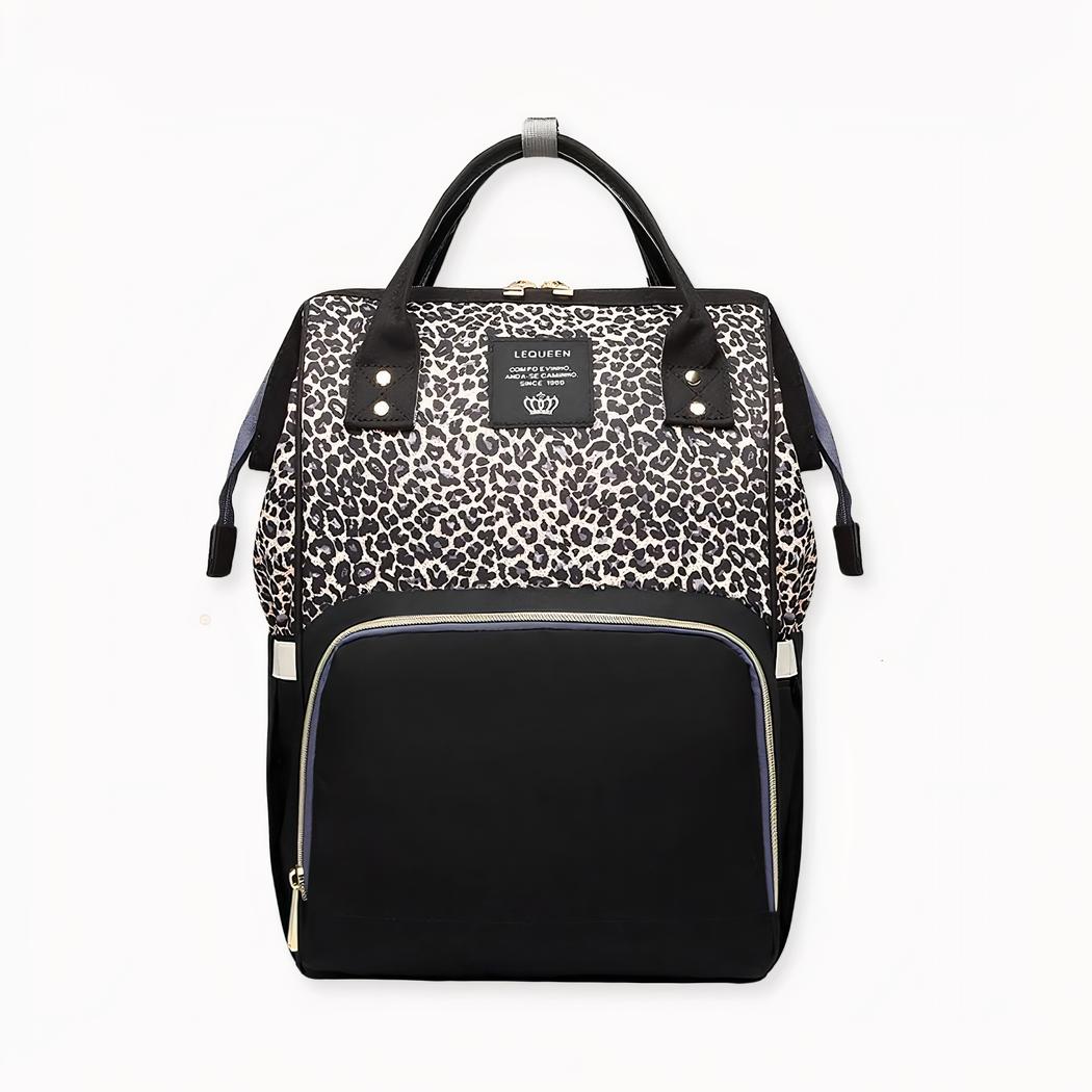 Bolso cambiador para bebés con estampado de leopardo