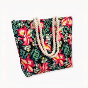 Bolsa de playa de flores para mujer