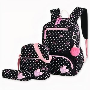Mochila y accesorios con estampado de lunares