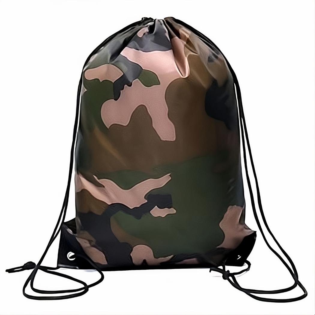 Mochila pequeña de camuflaje con cordón - Imagen 7