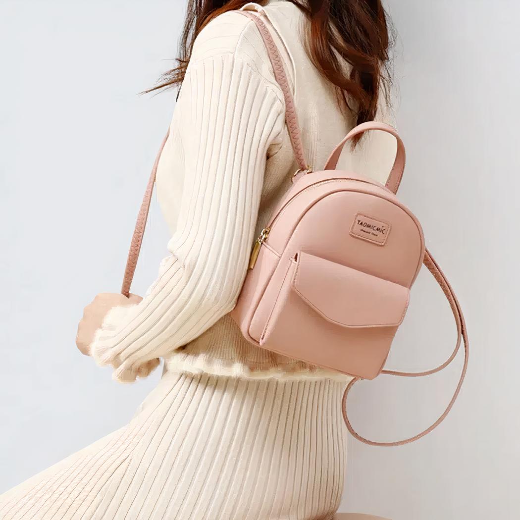 Mochila pequeña de mujer en piel vegana en colores de moda - Imagen 7