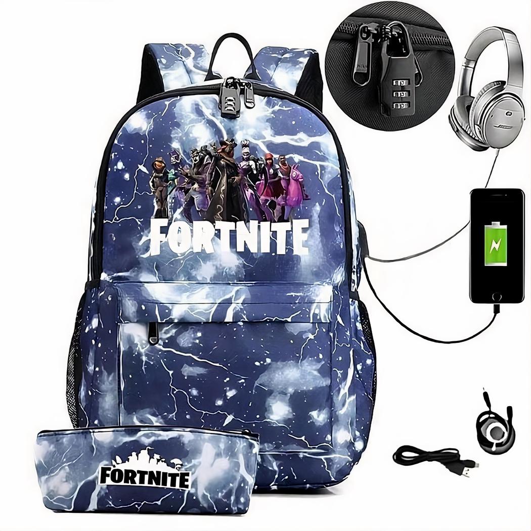 Mochila Fortnite con estuche a juego y cargador USB - Imagen 7