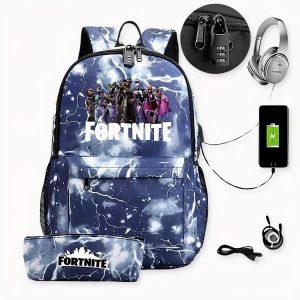 Mochila Fortnite con estuche a juego y cargador USB