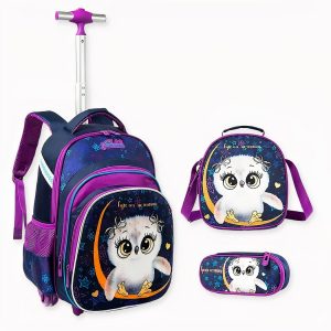 Mochila búho con ruedas para niñas