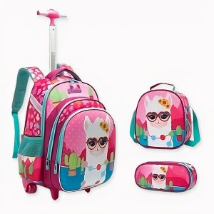 Mochila de niña de llama con ruedas
