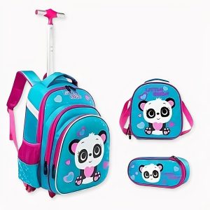 Mochila panda para niñas con ruedas